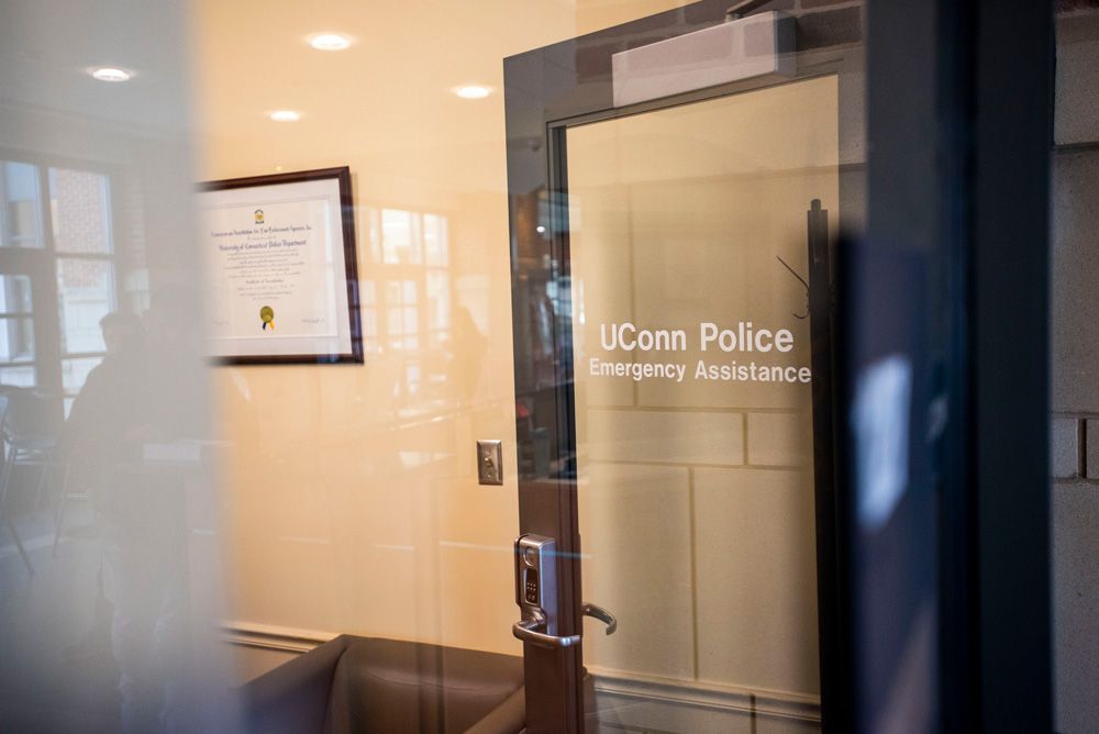 police_221208a180 UConn Police office at the Waterbury Campus.