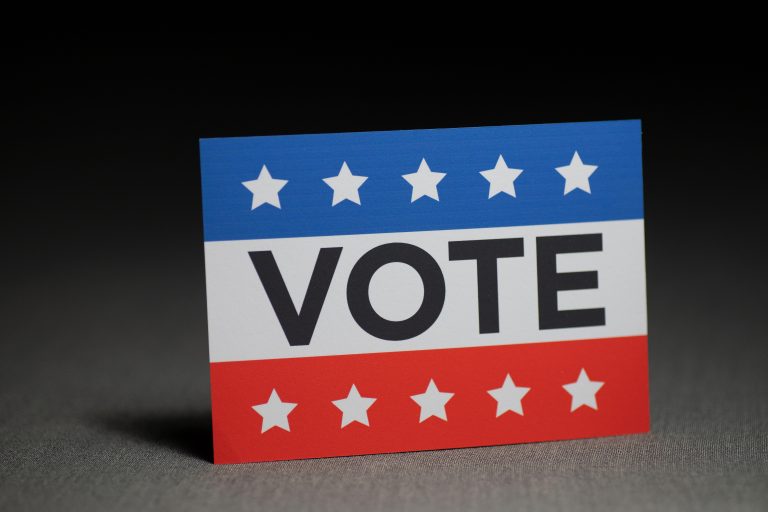 Vote protest sign on Feb. 5, 2021. (Sean Flynn/UConn Photo)