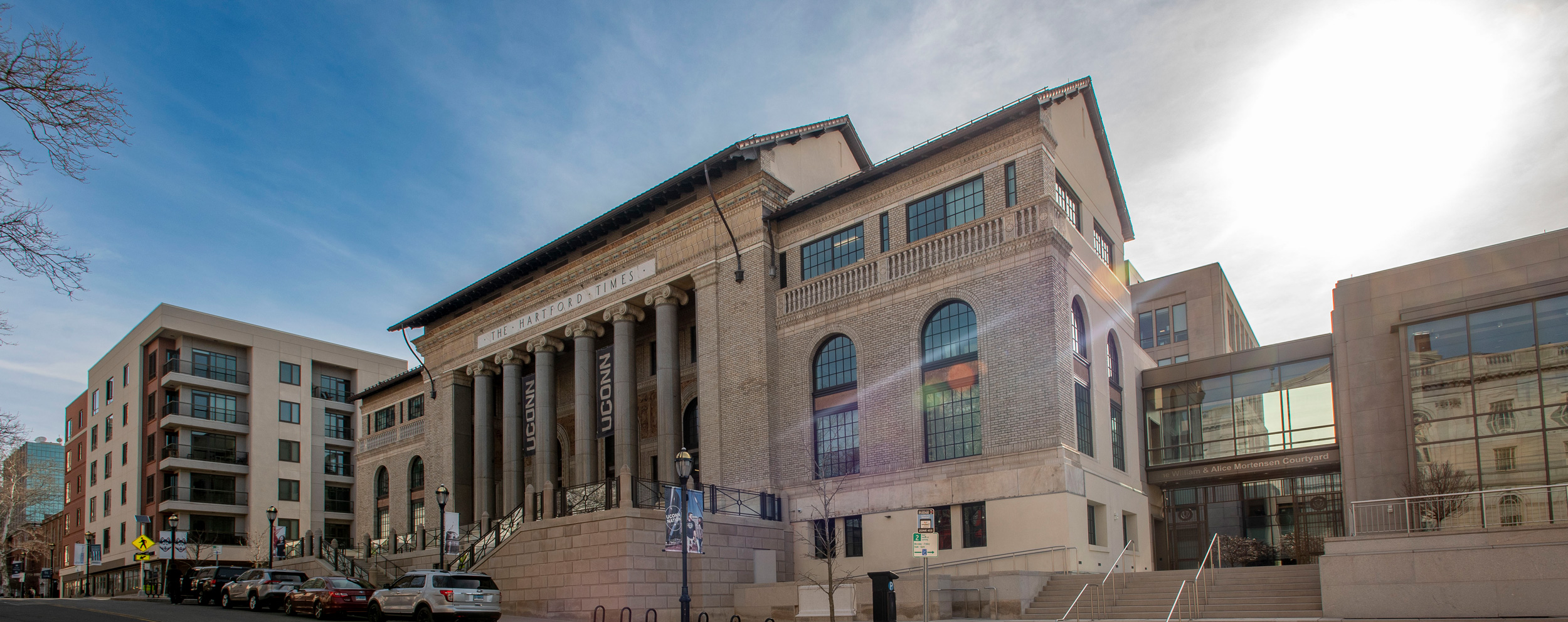 Exterior views of the UConn Hartford Times Building