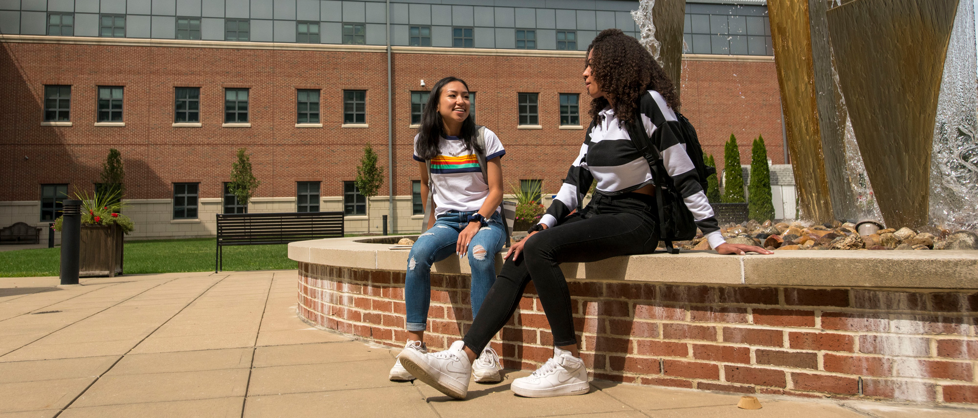 Students in the courtyard during the Involvement Fair at the Waterbury campus